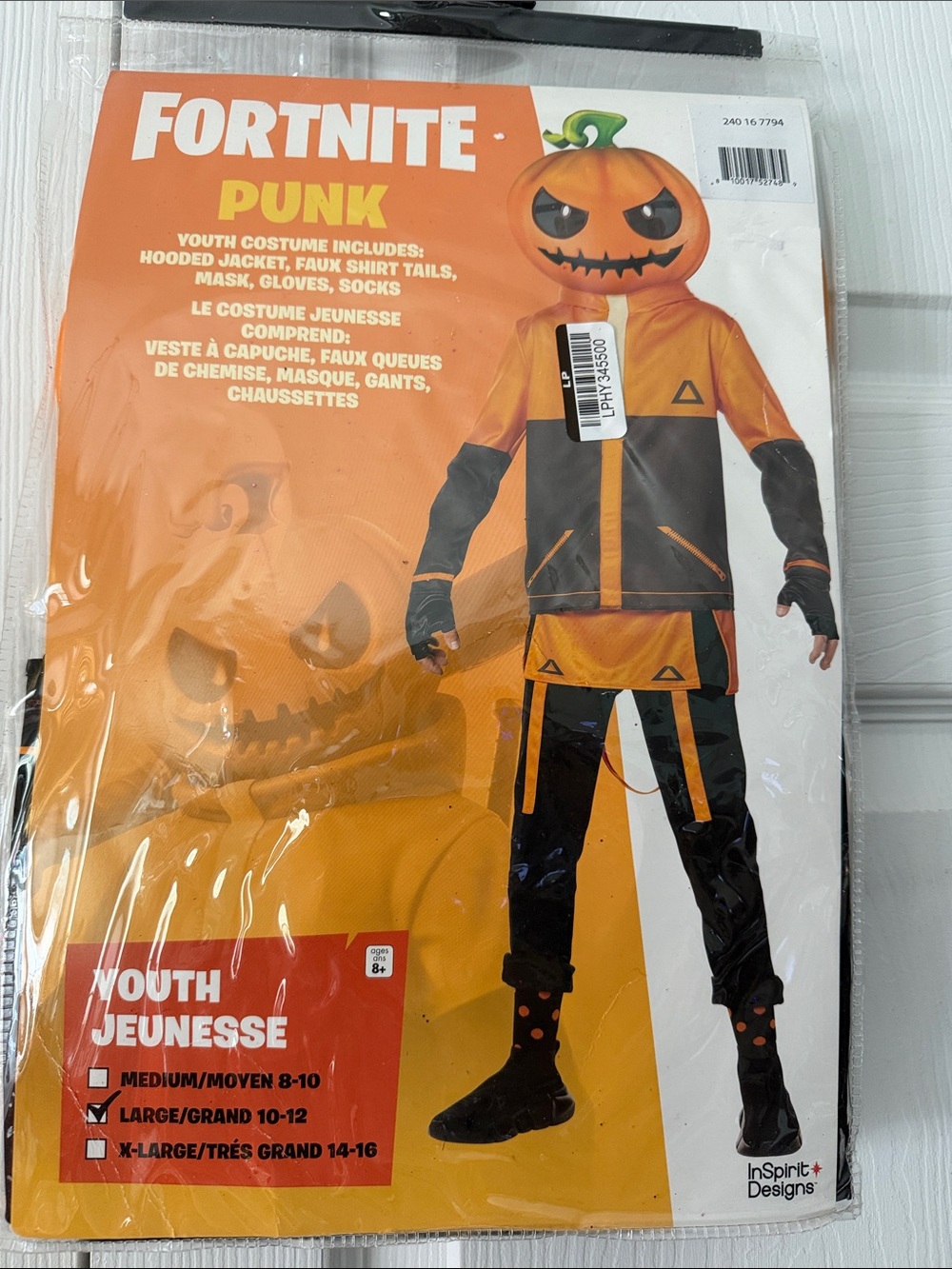 Fortnite Punk Youth Halloween Costume - Orange and Black Sz L (10-12) NWT